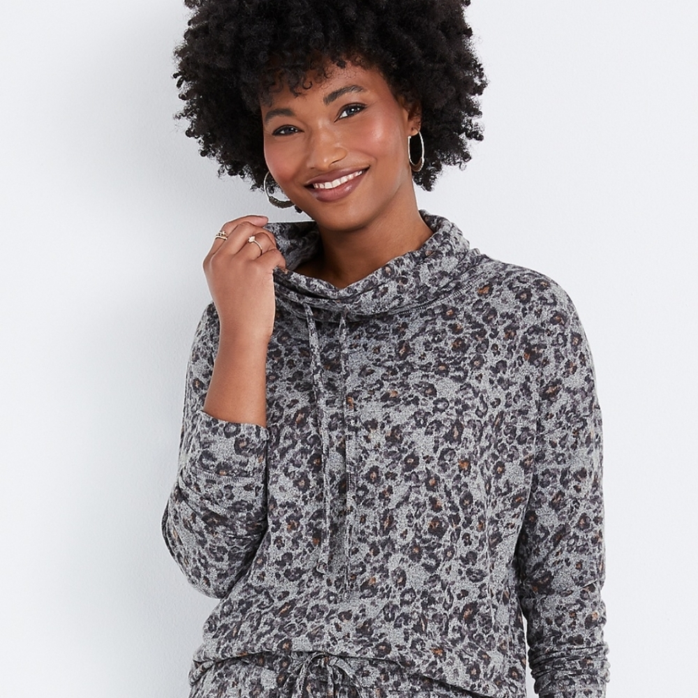 NWT Maurice's XS Leopard Cowl Neck Sweatshirt